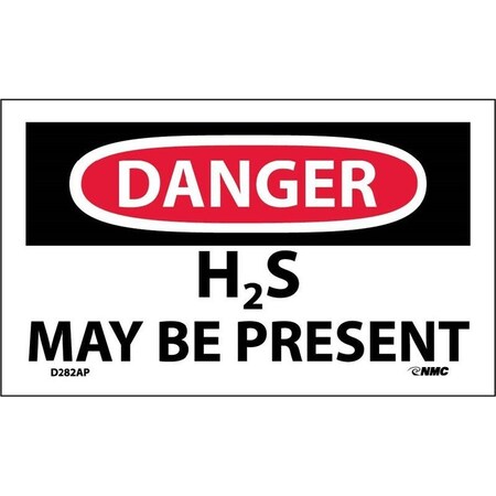 DANGER, H2S MAY BE PRESENT, 3X5,